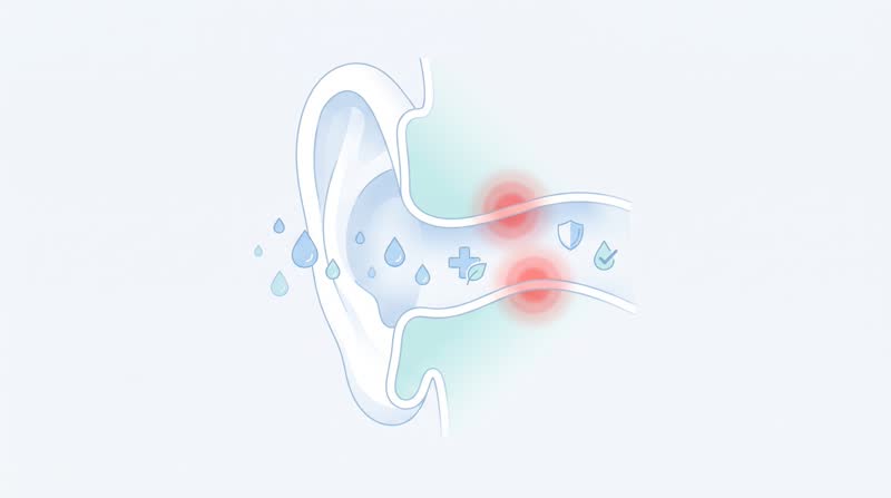 Swimmer's ear treatment - clean medical illustration of ear canal infection